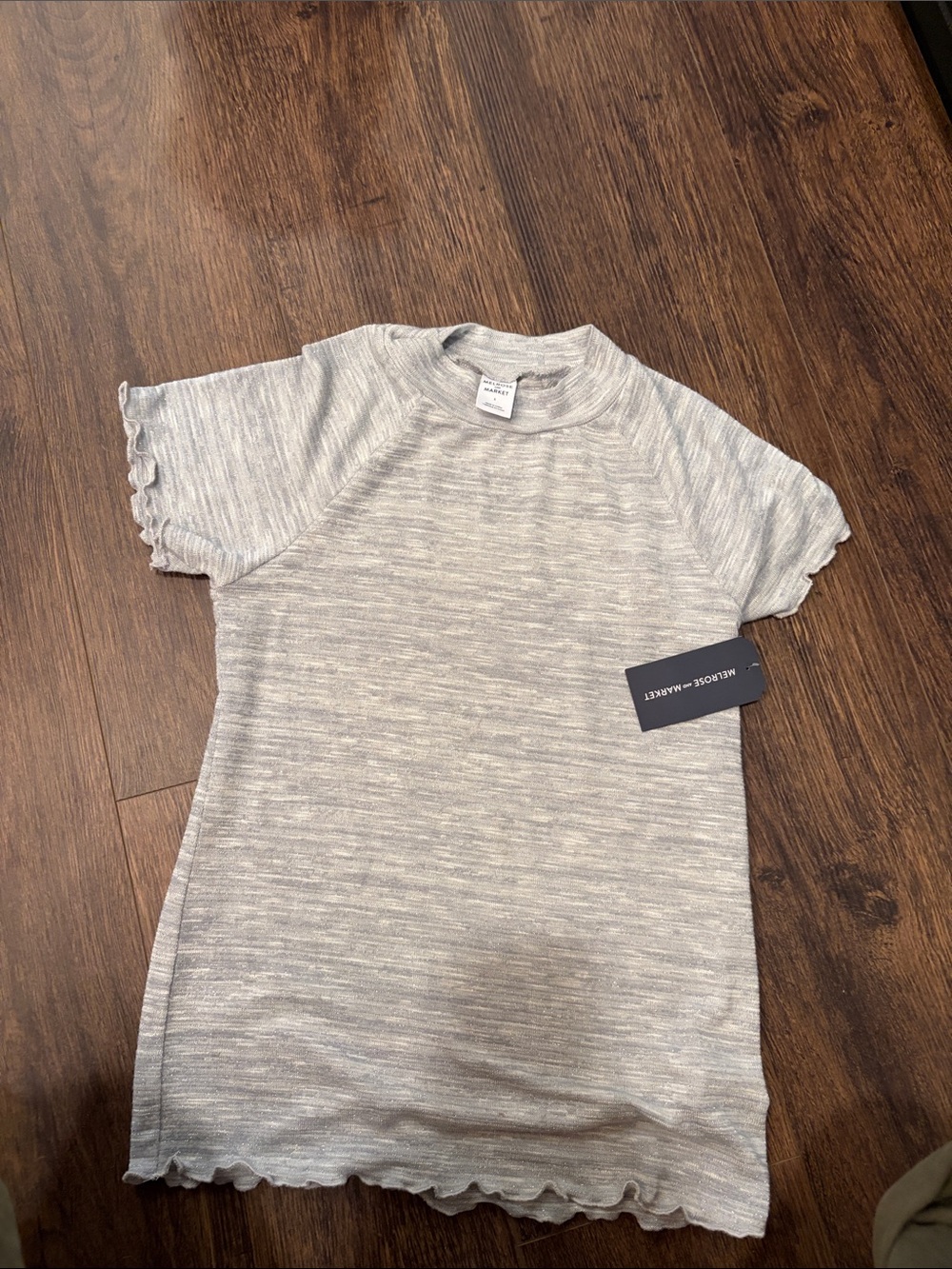 Melrose and Market Heathered Light Gray Lettuce-Trim Tee